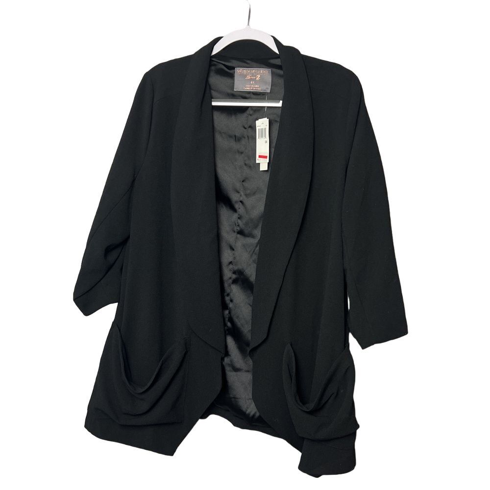 Melissa McCarthy Seven7 Black Open Front Blazer Jacket Plus Size 0X Office‎